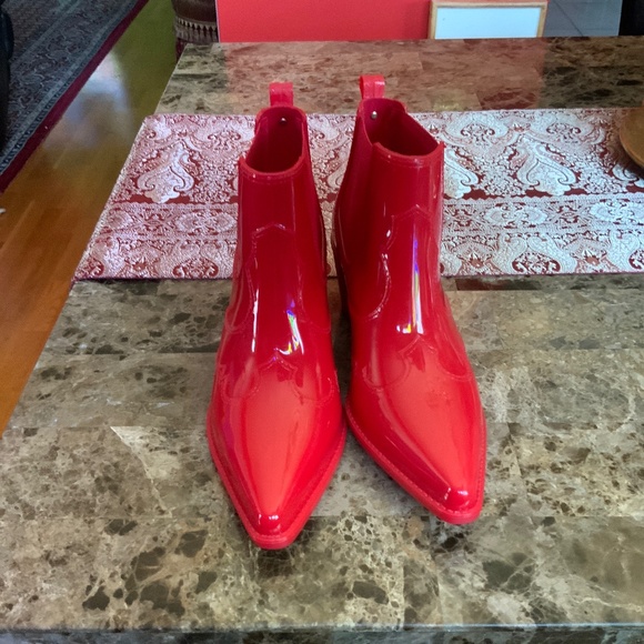 red rubber boots